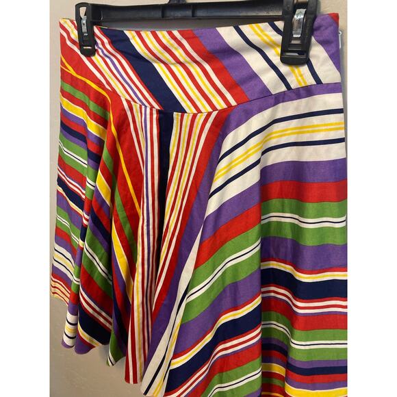 Ralph Lauren Rainbow Striped Multi Color Skater Style Skirt - Oversized Size 2 - Picture 12 of 12